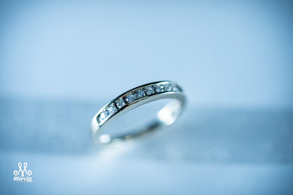 14K White Gold Half-Eternity Diamond Band