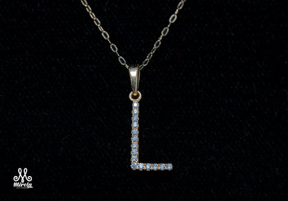 Initial Letter L Diamond Pendant in 14 Karat White Gold