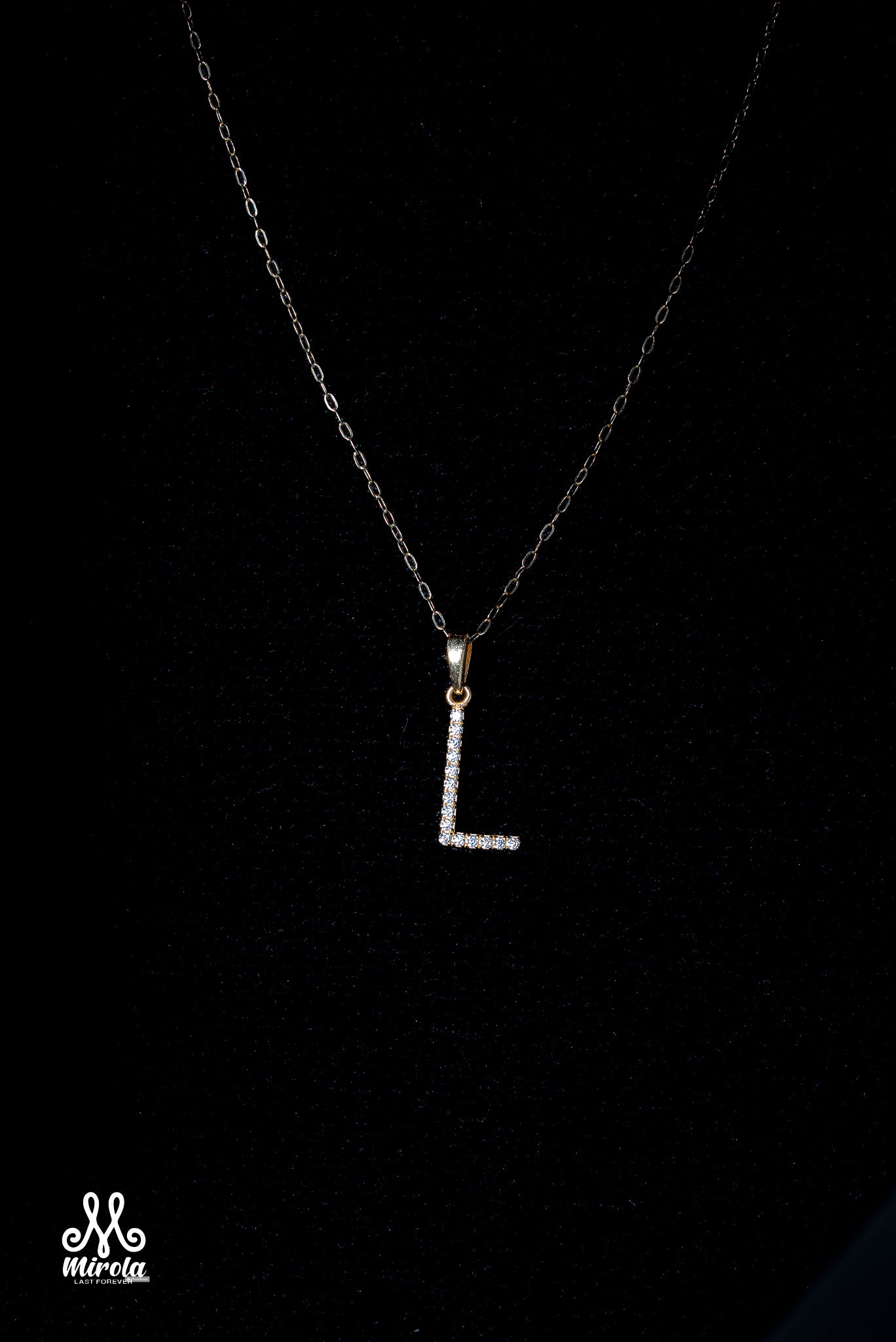 Initial Letter L Diamond Pendant in 14 Karat White Gold