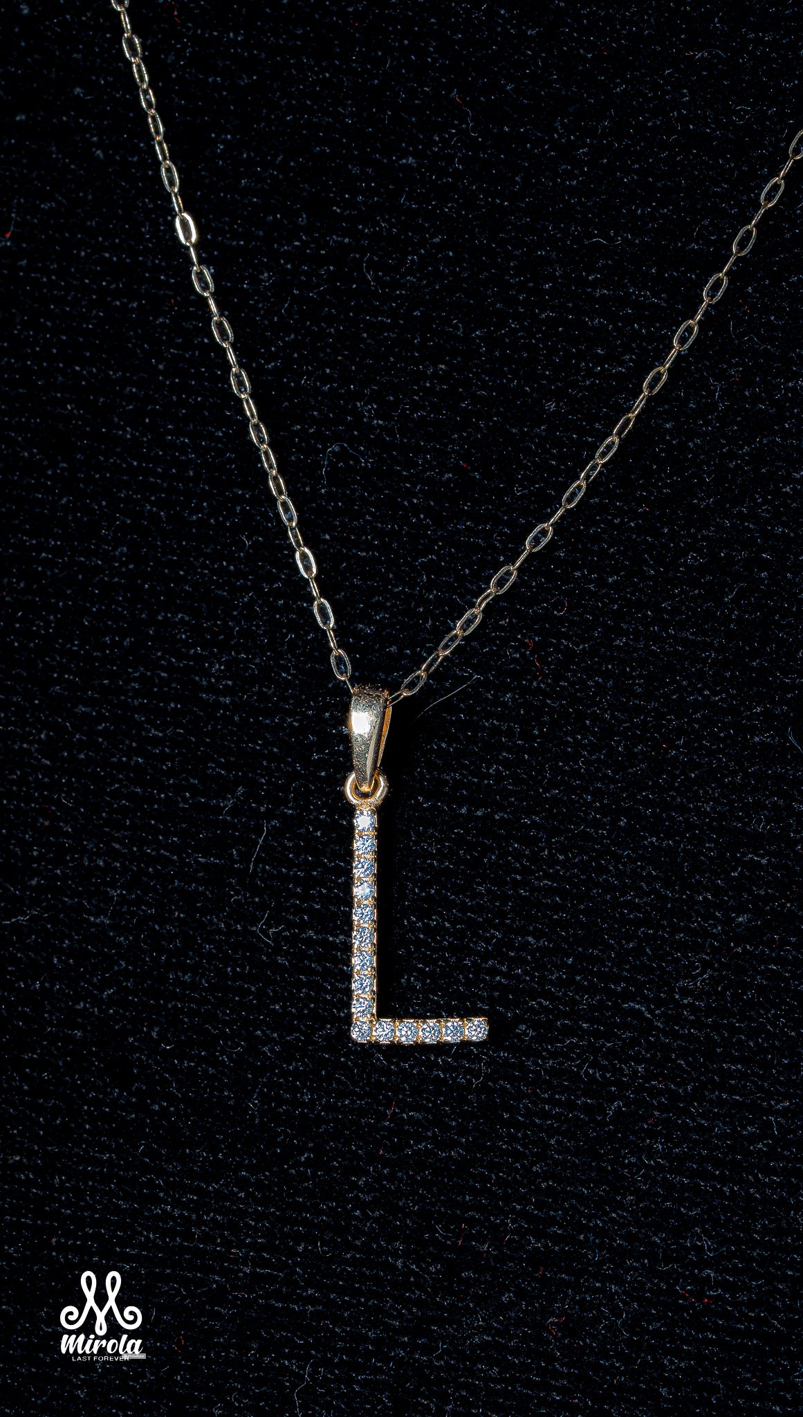 Initial Letter L Diamond Pendant in 14 Karat White Gold