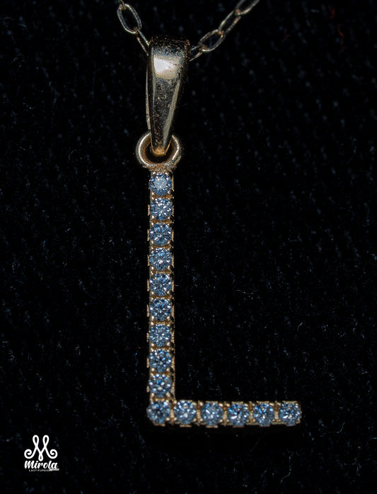 Initial Letter L Diamond Pendant in 14 Karat White Gold