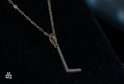 Initial Letter L Diamond Pendant in 14 Karat White Gold