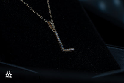 Initial Letter L Diamond Pendant in 14 Karat White Gold