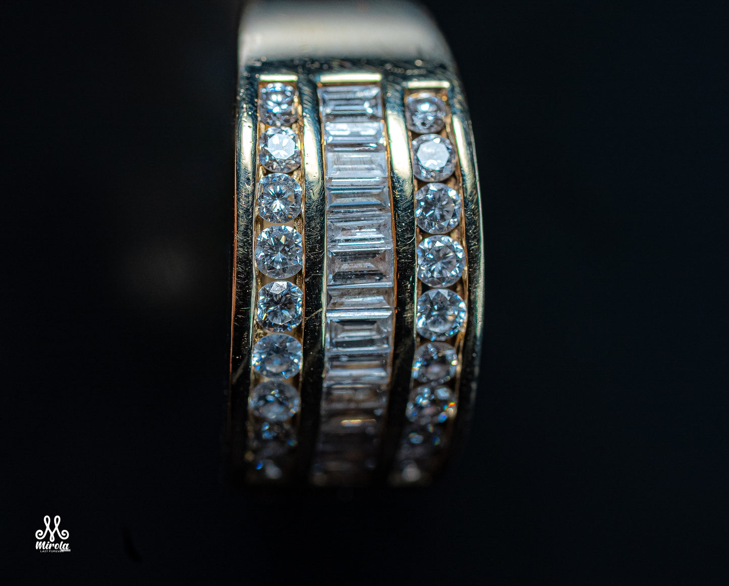 Men's 14K Yellow Gold Baguette Diamond Band Ring