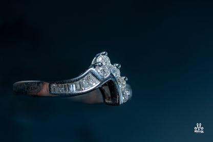 Diamond Baguette and Round Brilliant Ring in White Gold