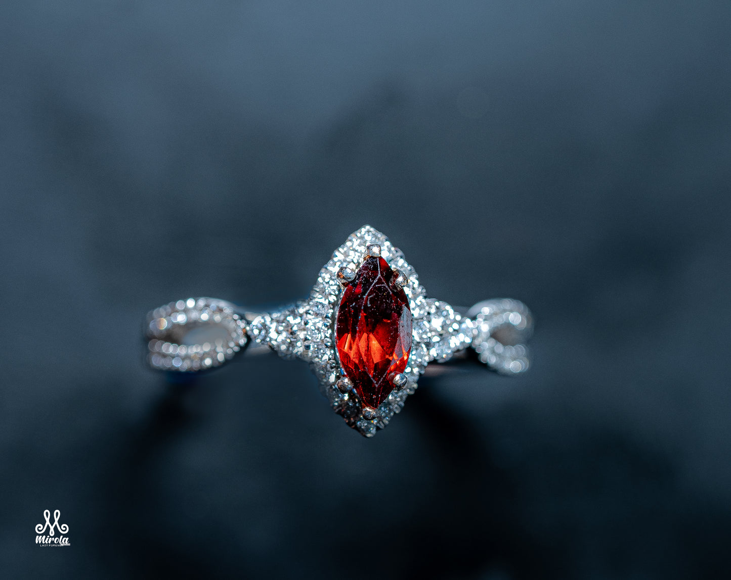 Exquisite Ruby and Diamond Engagement Ring in 14K White Gold