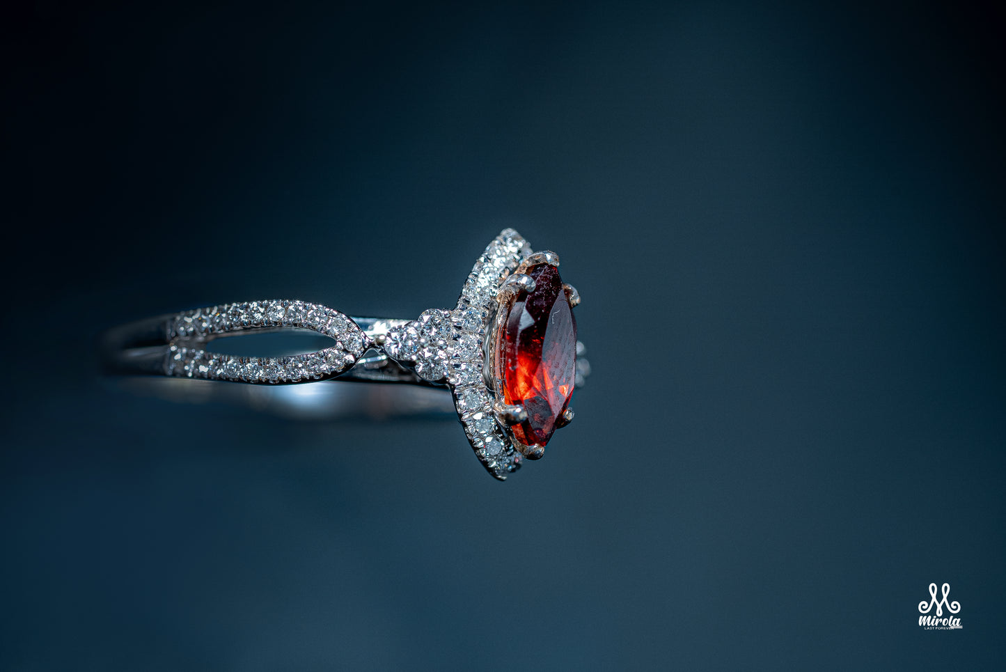 Exquisite Ruby and Diamond Engagement Ring in 14K White Gold