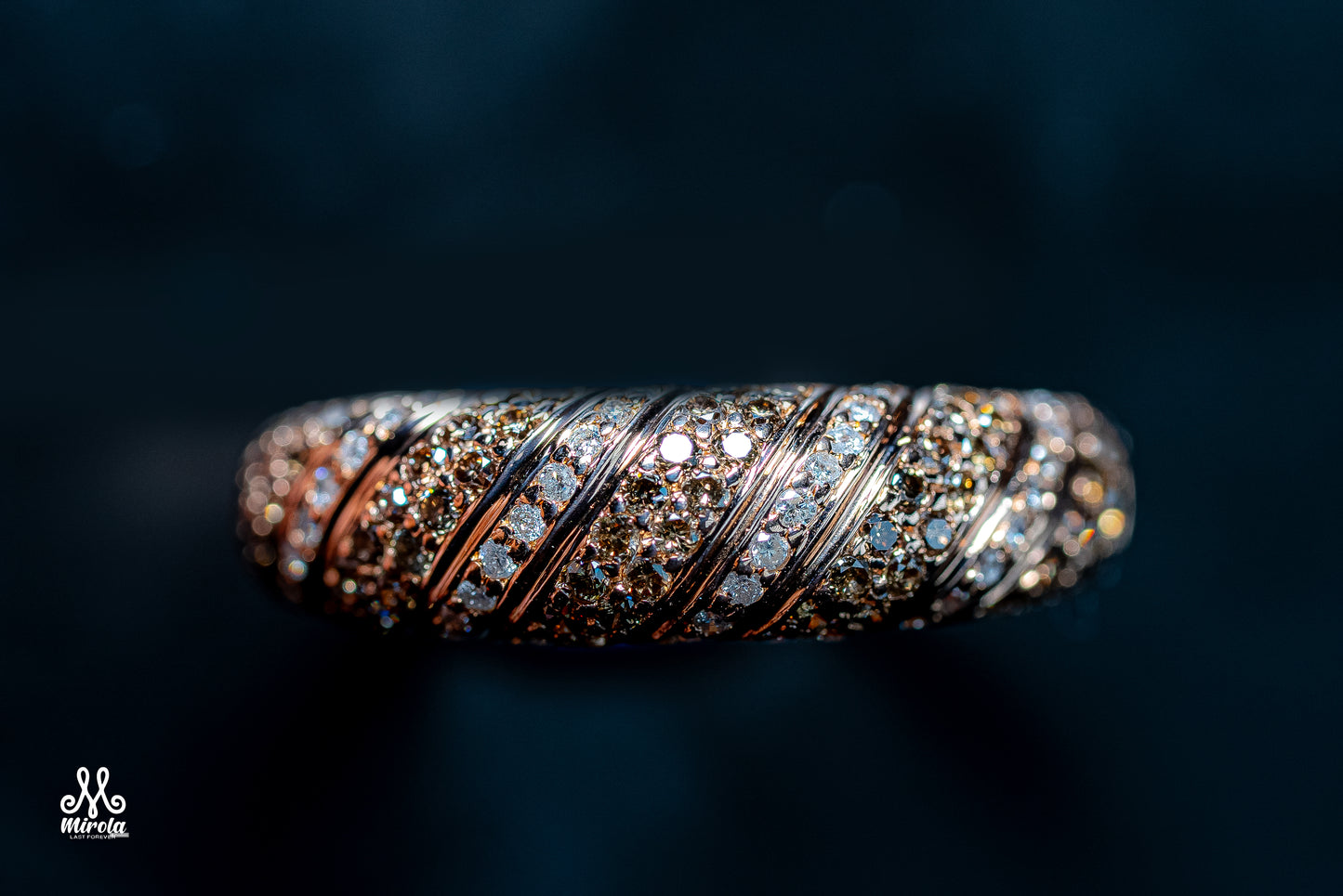 14K rose gold diamond band