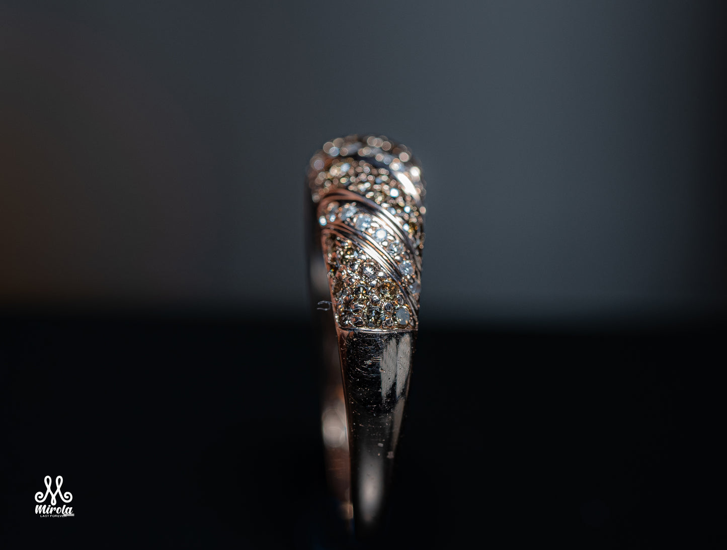 14K rose gold diamond band