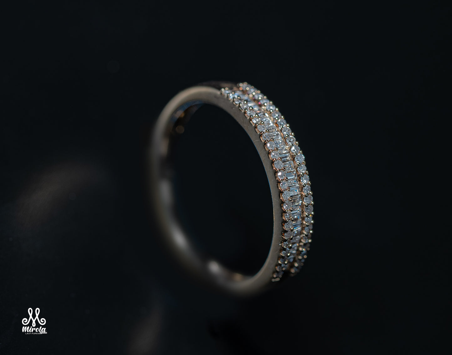 Diamond band made with 14K rose gold