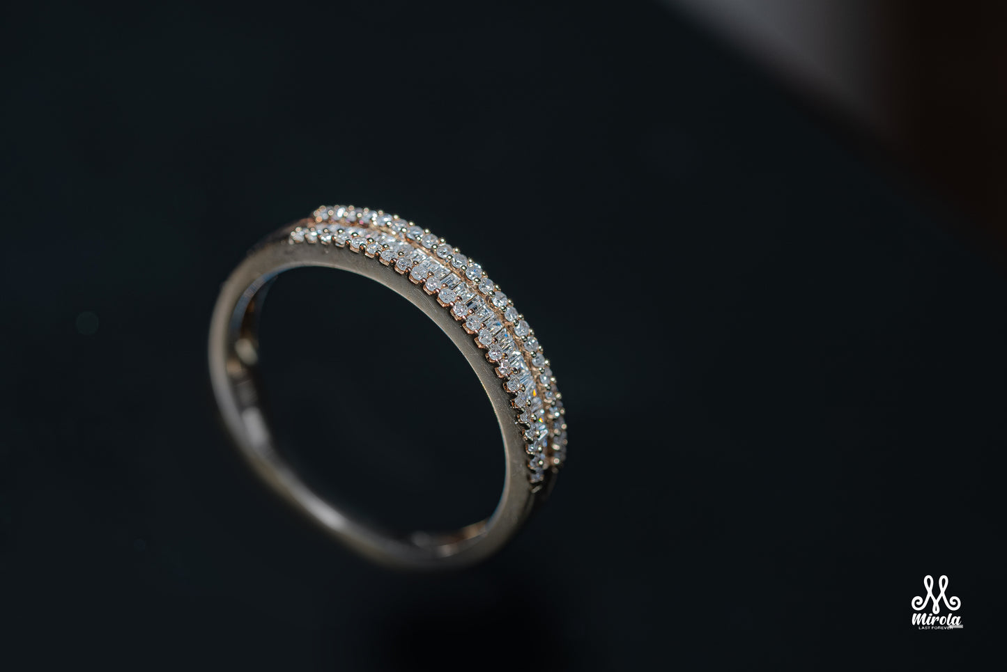 Diamond band made with 14K rose gold