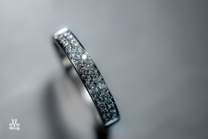 Diamond band made with 14K white gold