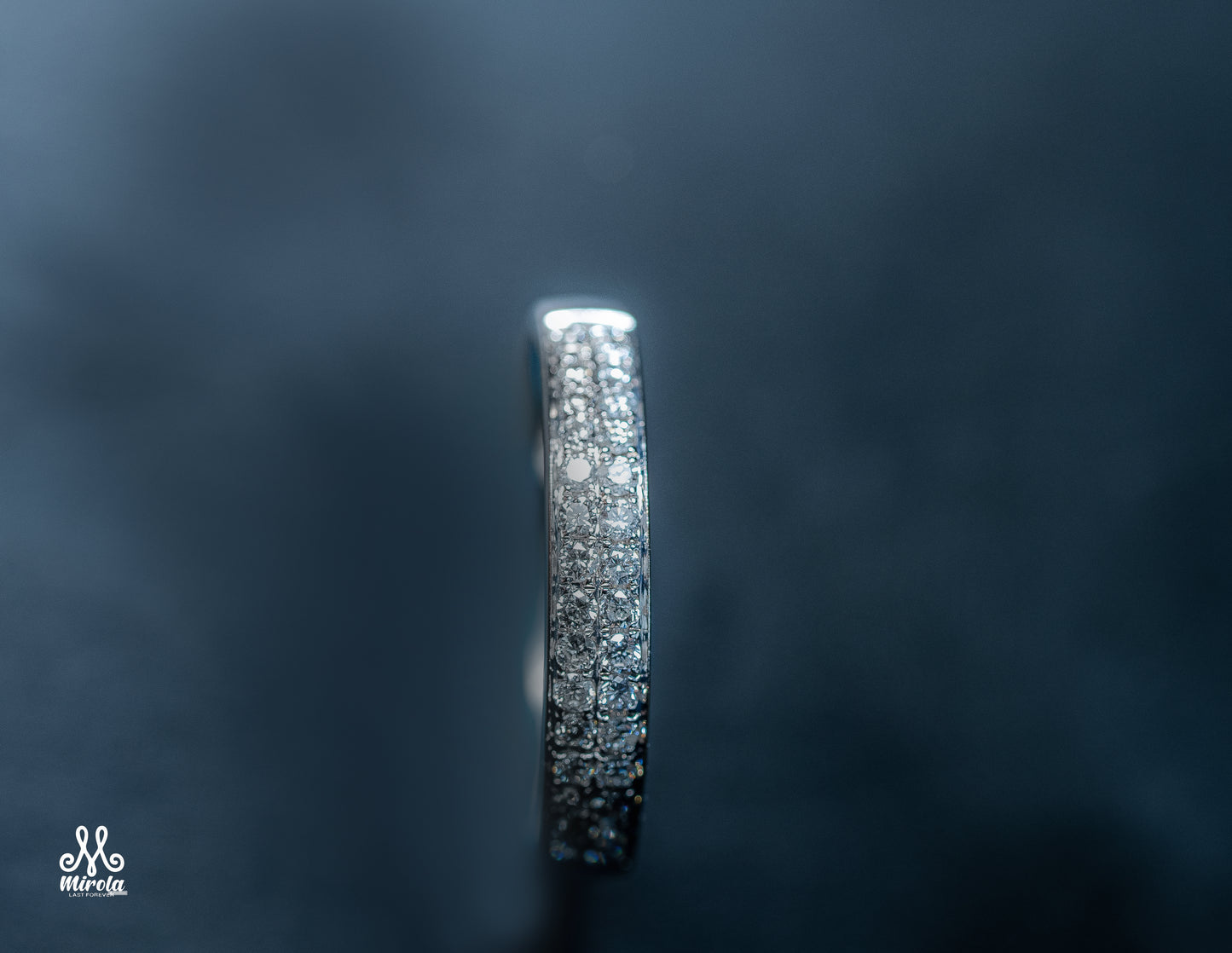 Diamond band made with 14K white gold