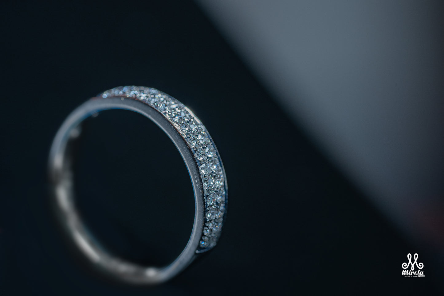 Diamond band made with 14K white gold