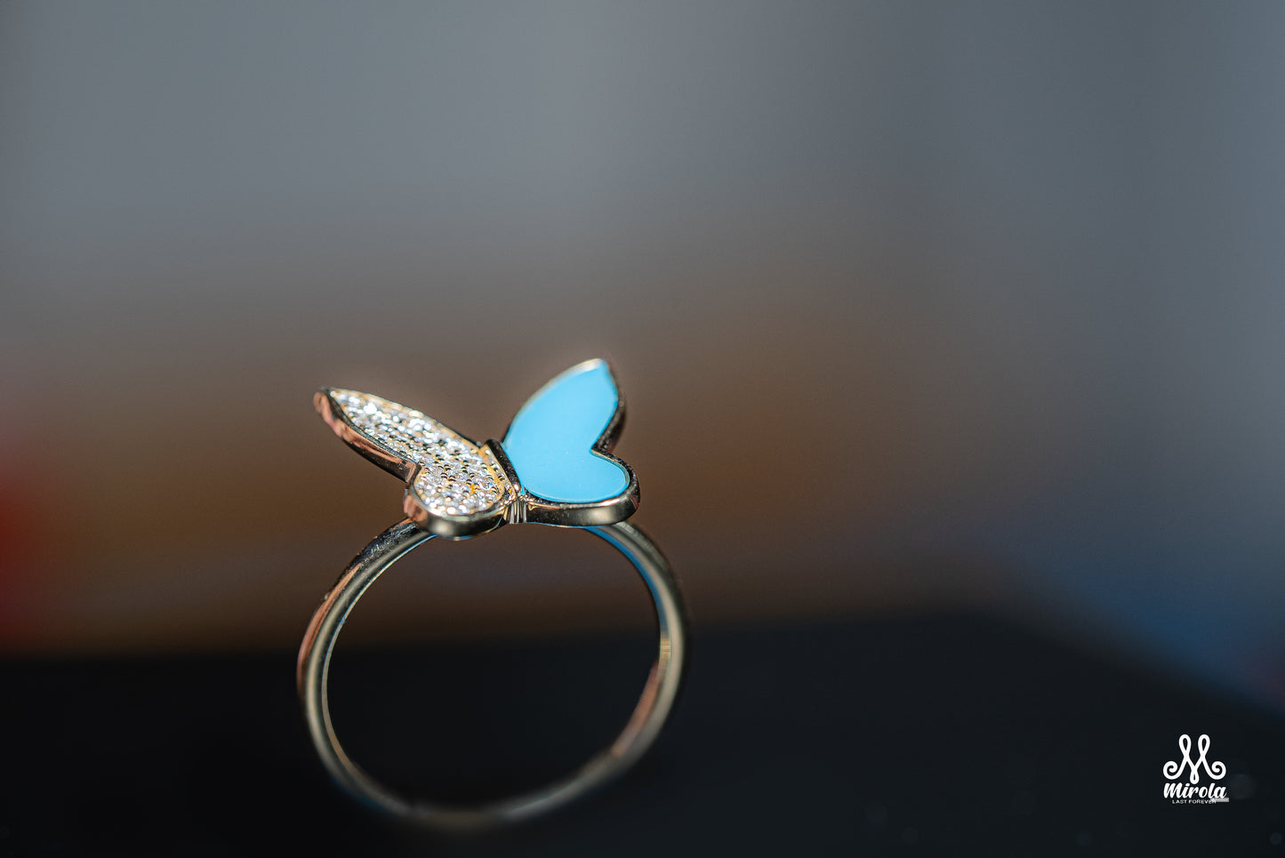 14K Butterfly Diamond Ring