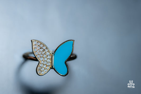 14K Butterfly Diamond Ring