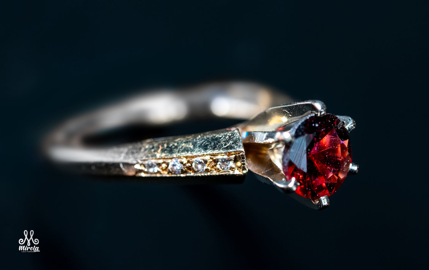 14k Exquisite Ruby and Diamond Engagement Ring