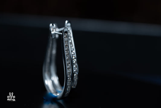 Solitaire Diamond Oval Hoop Earrings