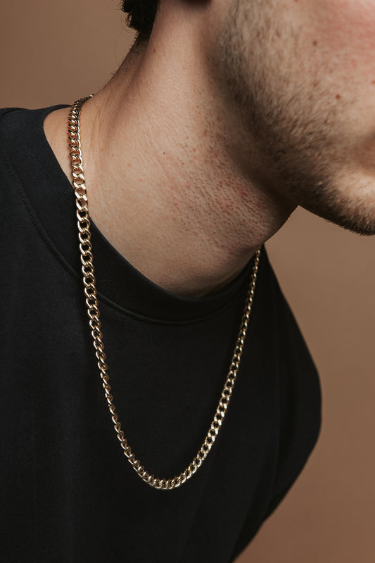 14K Yellow Gold Solid Miami Cubin Link chain
