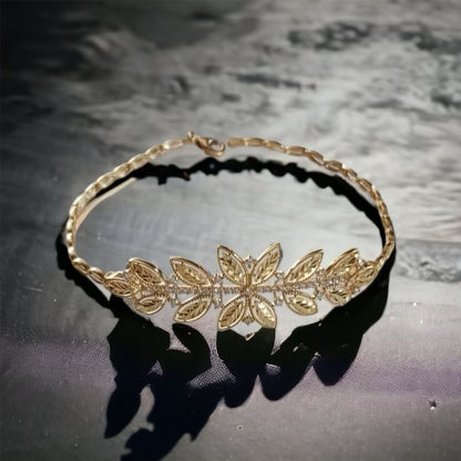 18k yellow gold women’s tree leaves bracelet