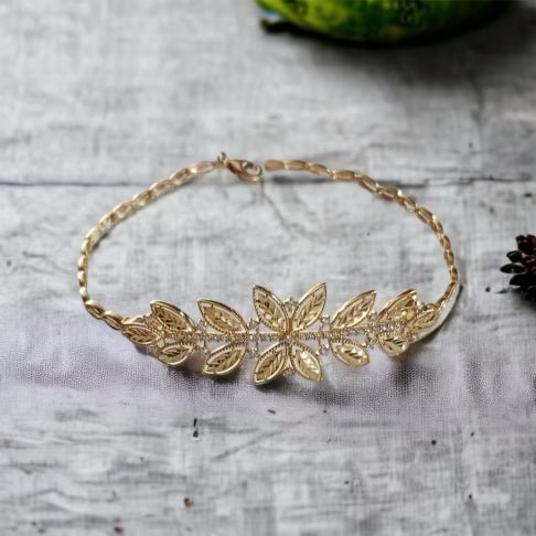 18k yellow gold women’s tree leaves bracelet