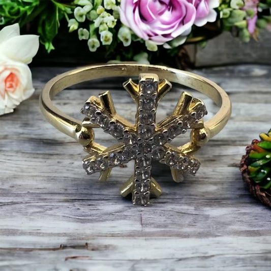 18k yellow gold snow flake ring